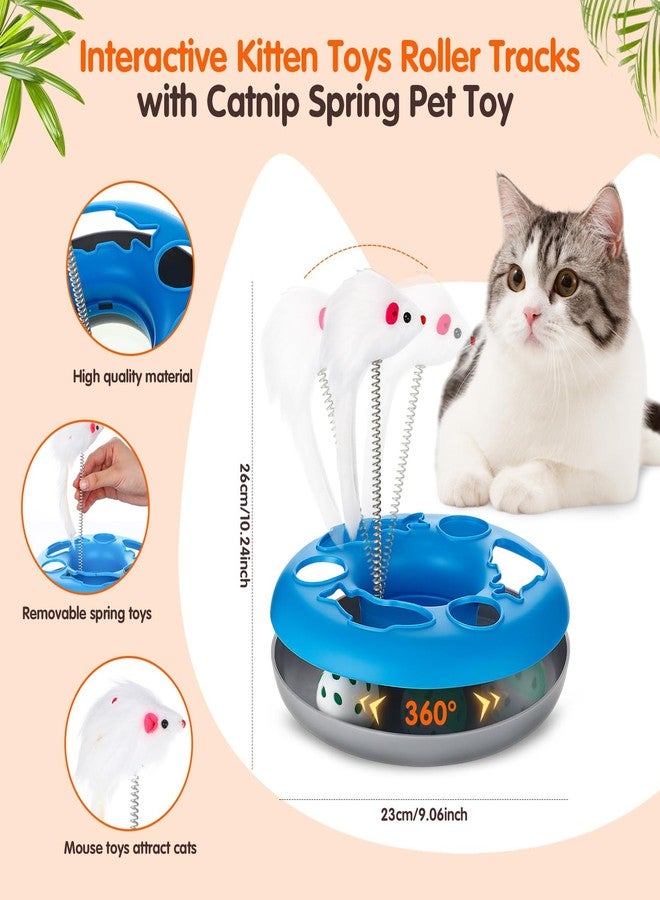 PullCrease 3 Pack Kitten Interactive Toys, Collapsible Pet Cat Tunnel Tube, Cat Scratching Post, 2-Layer Kitten Toys Roller Tracks with Spring with Feather Interactive Balls for Pet Rabbits - Image 4